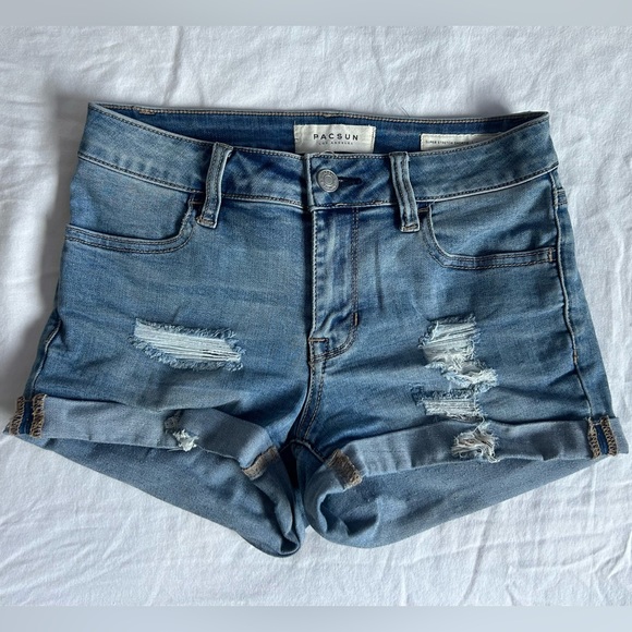 PacSun Super Stretch Shortie Mid-Rise Light Wash Size 24 - Picture 5 of 7